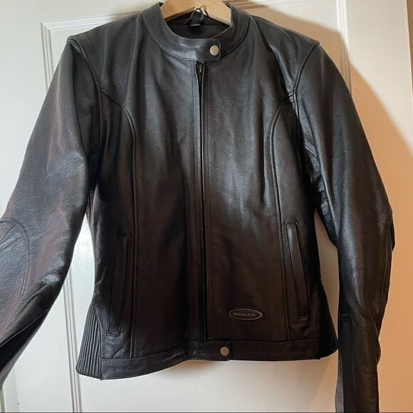 Himalayah motorcycle jacket black leather zip out lining vintage - Picture 3 of 8